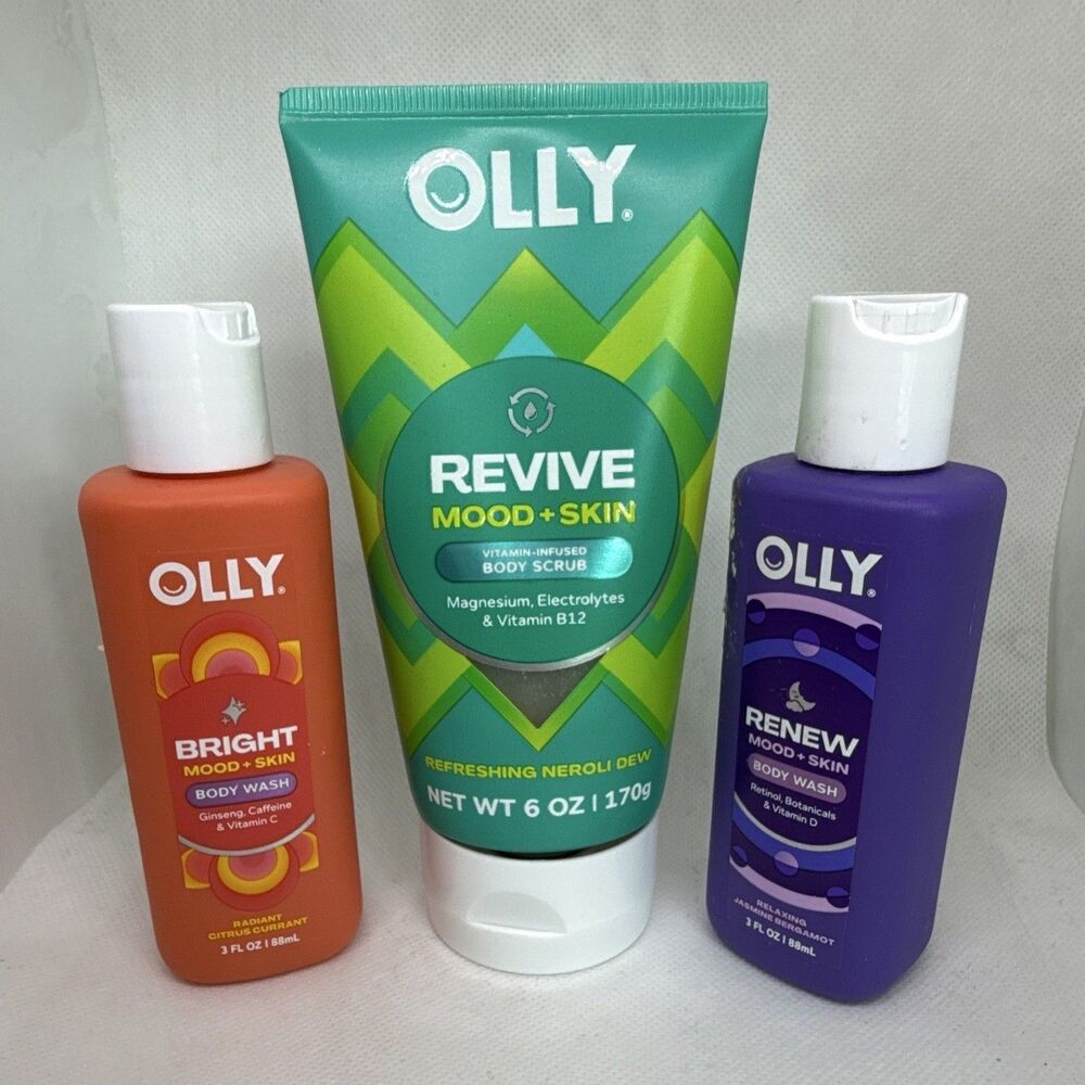 OLLY Mood + Skin Body Wash & Scrub 3pc Set 3 fl oz 6 oz
